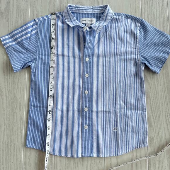 Free Assembly Boy's Small (6/7) Striped White Blue Button Dress Shirt - Picture 8 of 8